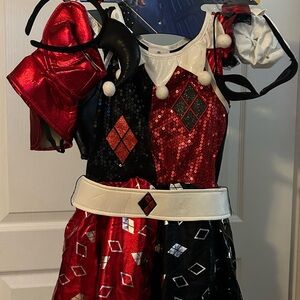 Harlequin‎ Jester Kids Costume - Red, Black, White